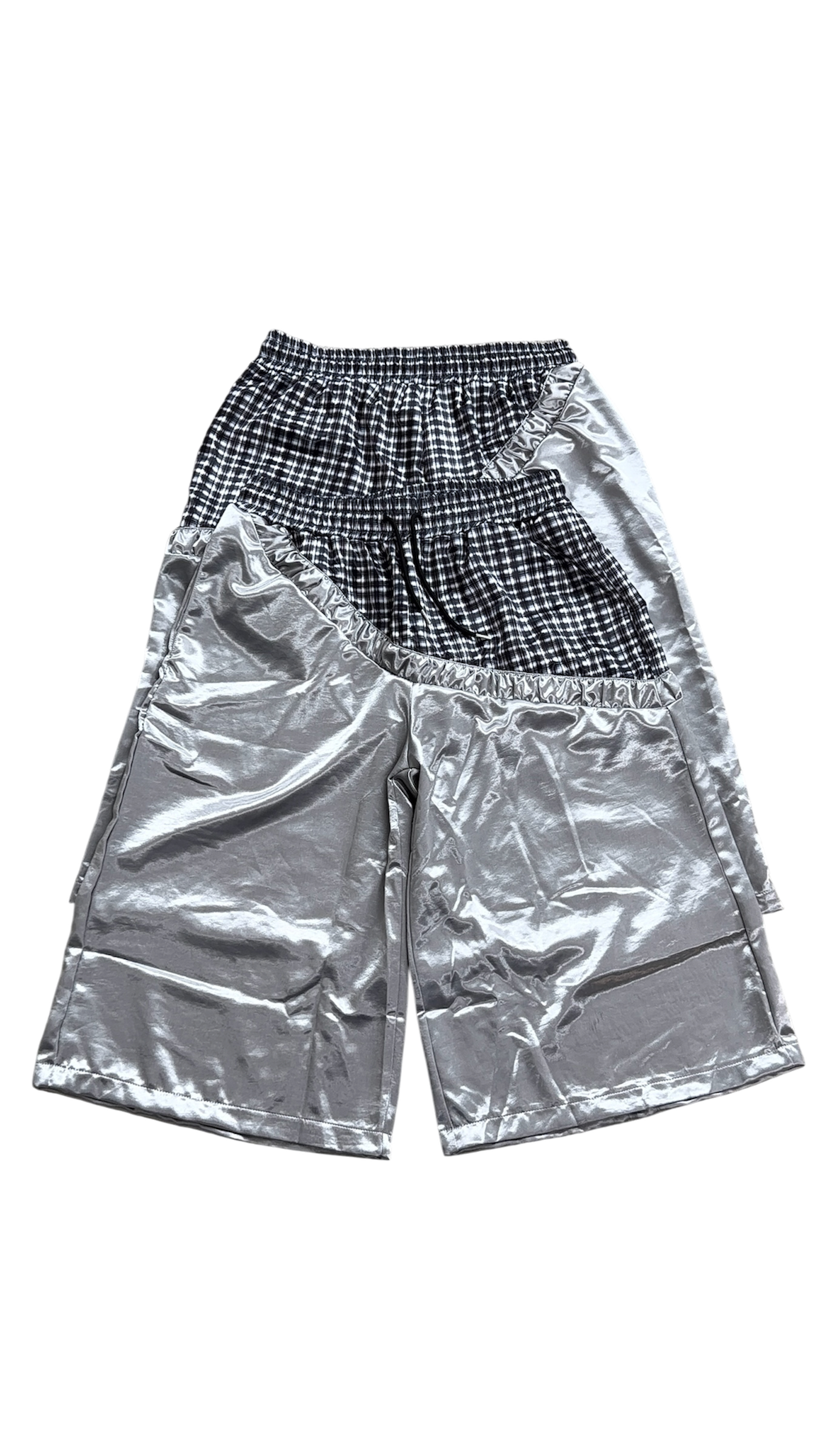 Silver Slanted Hoop Shorts